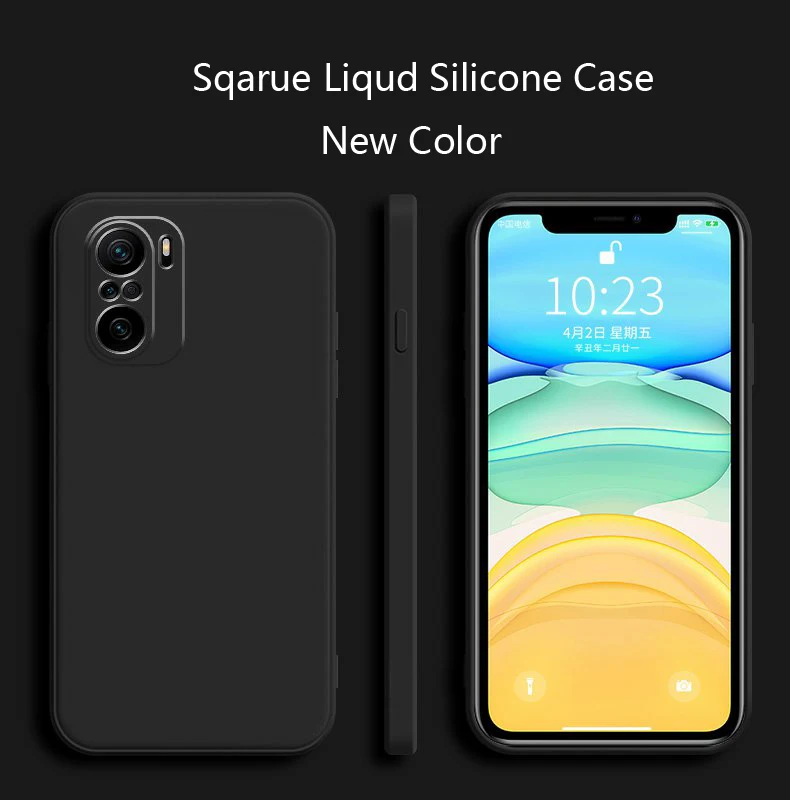 Pure Color Square Silicone Phone Case with Matte Finish and Enhanced Protection