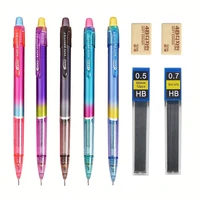 7Pcs/set 0.5 0.7mm Multi-Color Mechanical Pencil with Lead Eraser Art Painting Sketch Writing Office Supplies Stationery 1