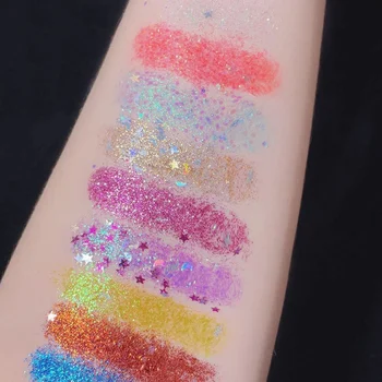 Heallor Glitter Gel for Eyes Hair Body Face Shimmer Diamond Eye Shadow Sequins Gel Cream Flashing Nail Stickers Festival Makeup - Thumbnail 6