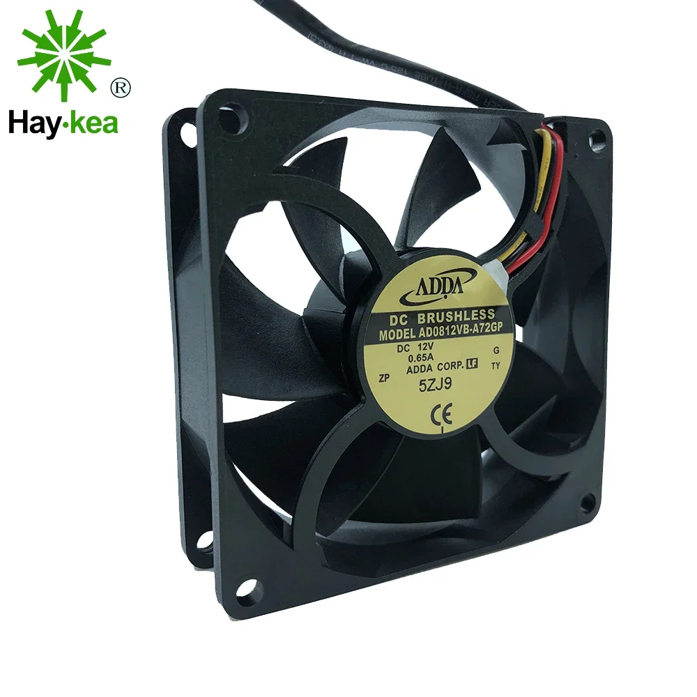 ADDA 8025 태양광 인버터 케이스 컴퓨터 PC 냉각 팬, 섀시 서버 바람, 80mm x 80mm x 25mm AD0812VB-A72GP, 12V 0.65A