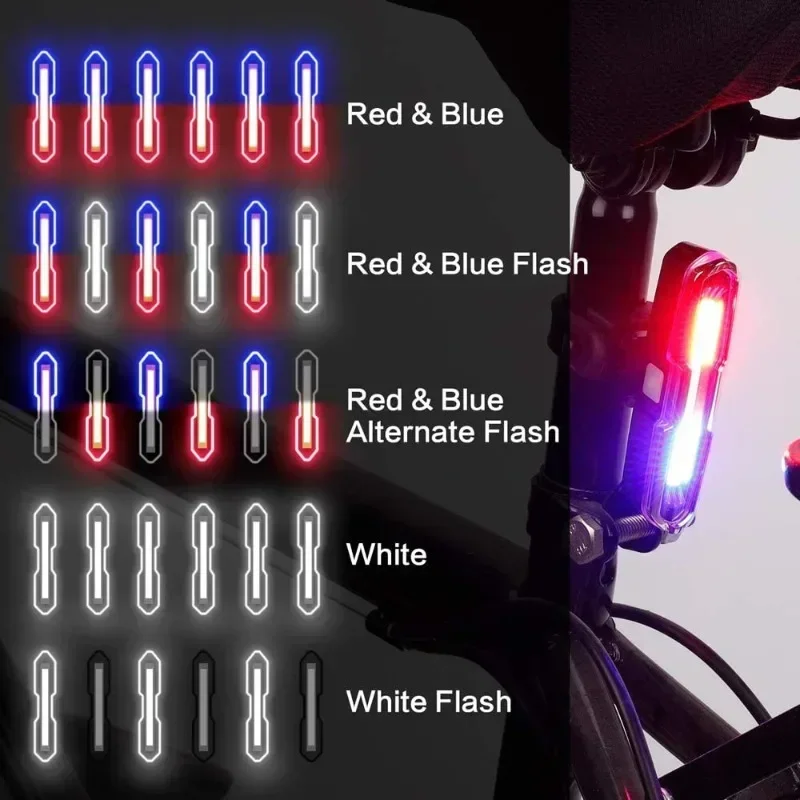 Bike Rear Tail Light 560 MAh Bicycle Lights Memory Mode Rainbow LED Warning Rech