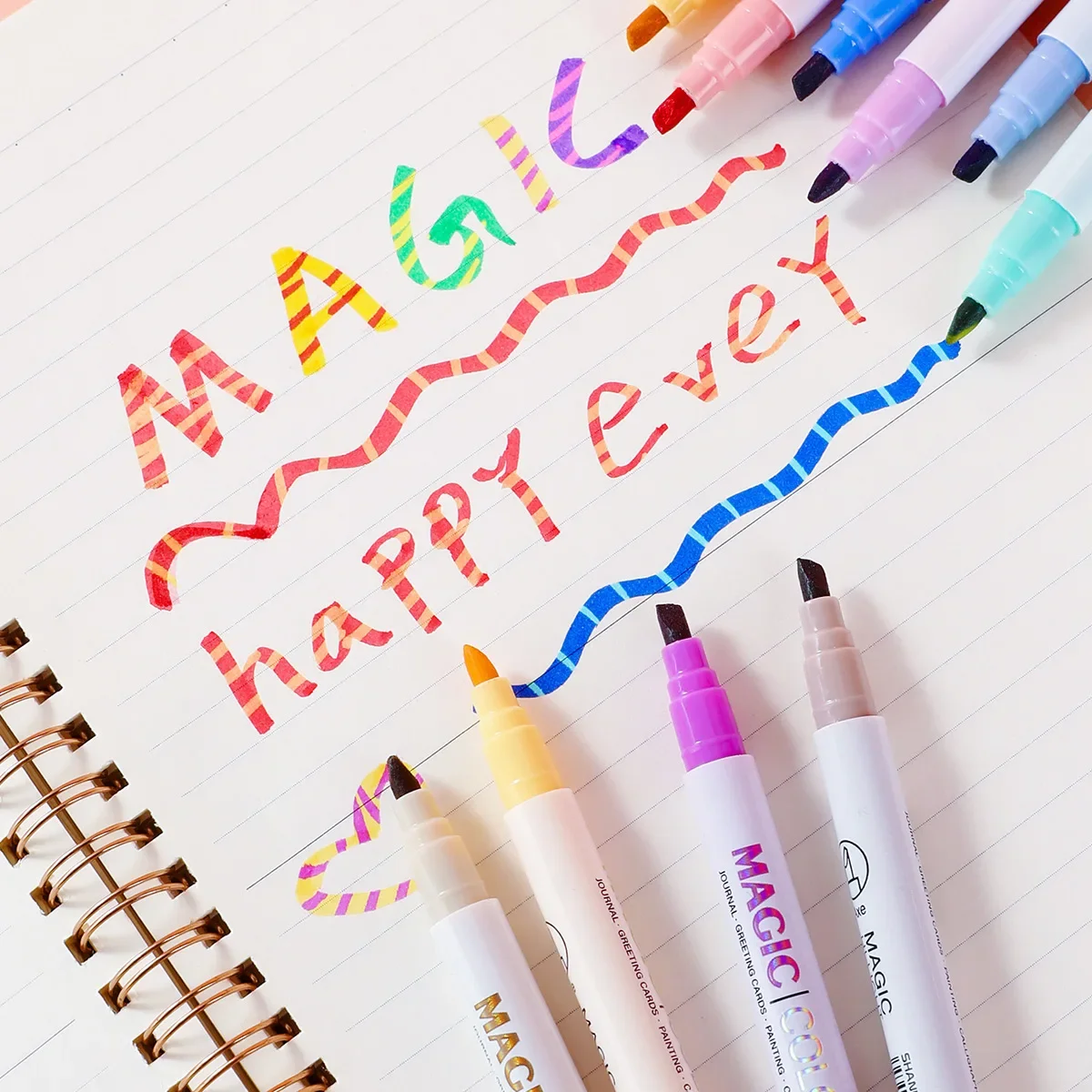 Double-ended Magic Color Changing Highlighter Pen Set 12pcs