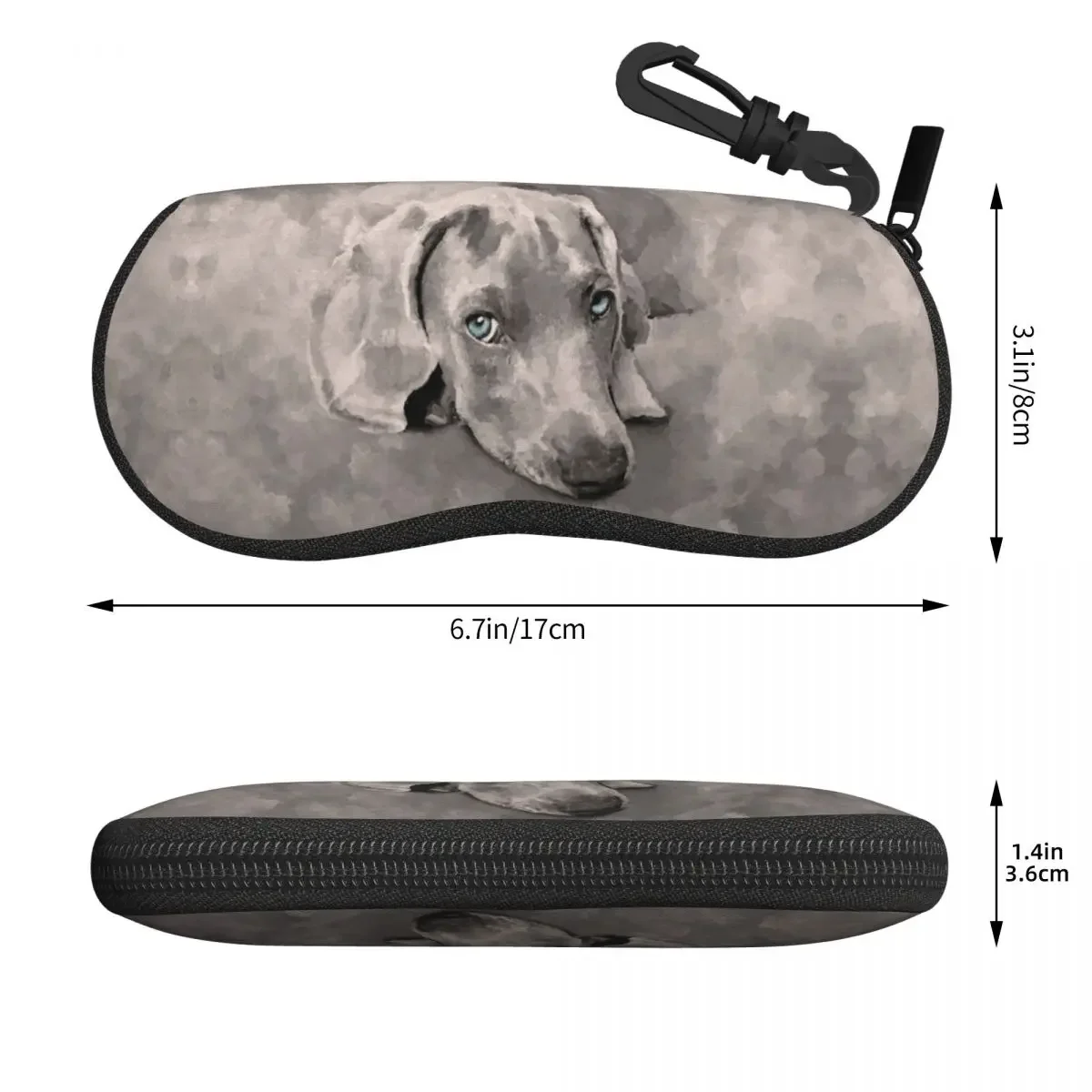Weimaraner Dog Mixed Media Shell Glasses Case Protector Sunglasses Box Women Men Soft Eyeglasses Bag Pouch