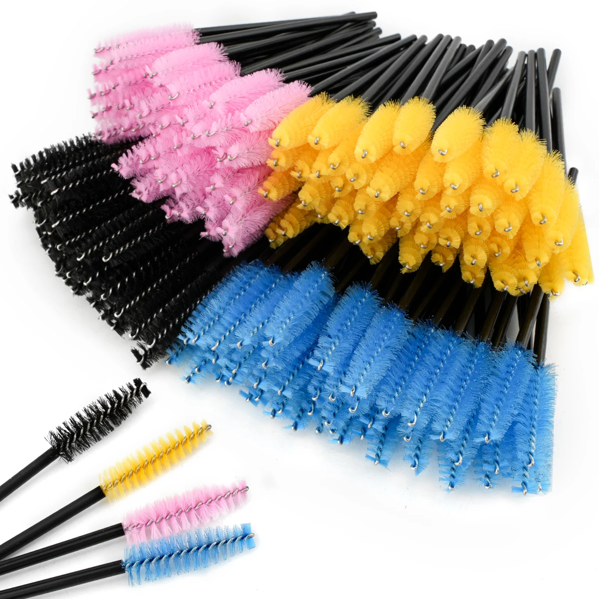 Lanjinglin 50Pcs Eyelash Brushes Micro Eyelash Extension Makeup Kit Eyelash Brush Mascara Wands Applicator Spoolers Eyebrow Comb_voghion.com