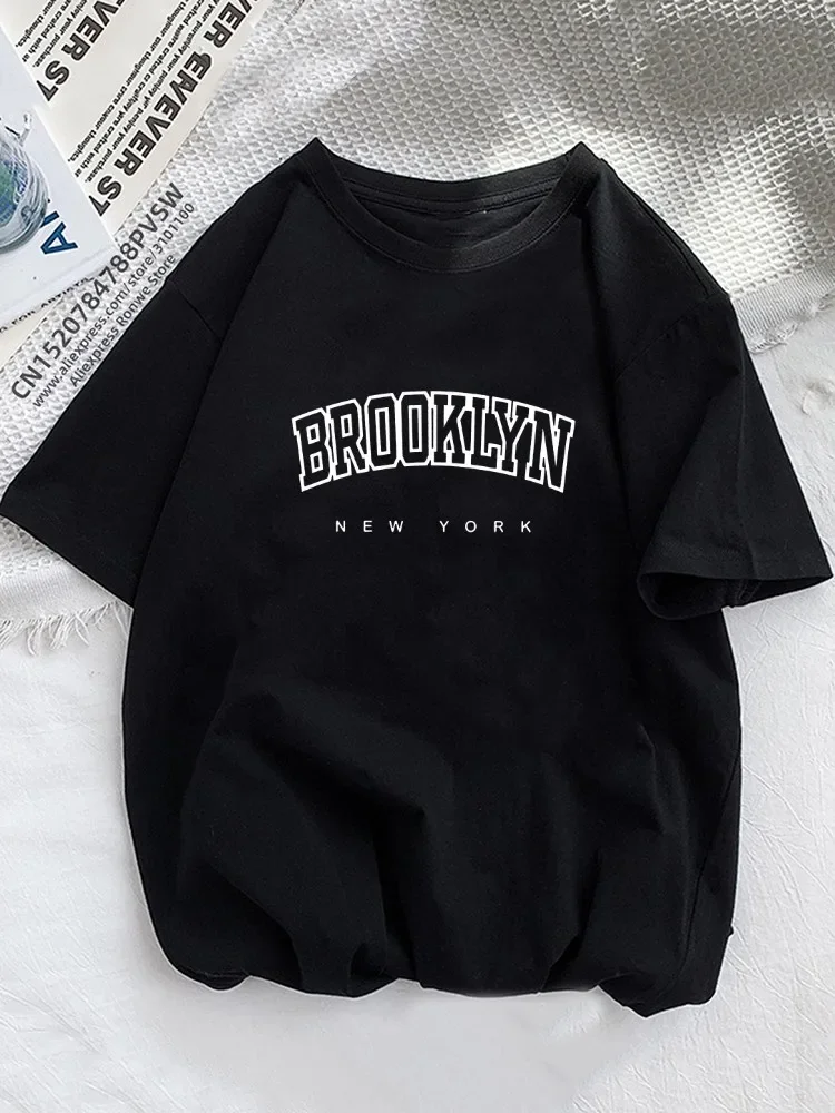 

Женская футболка с надписью Brooklyn, с графическим принтом, в стиле Харадзюку, одежда 2023, повседневные женские топы Y2K, футболка