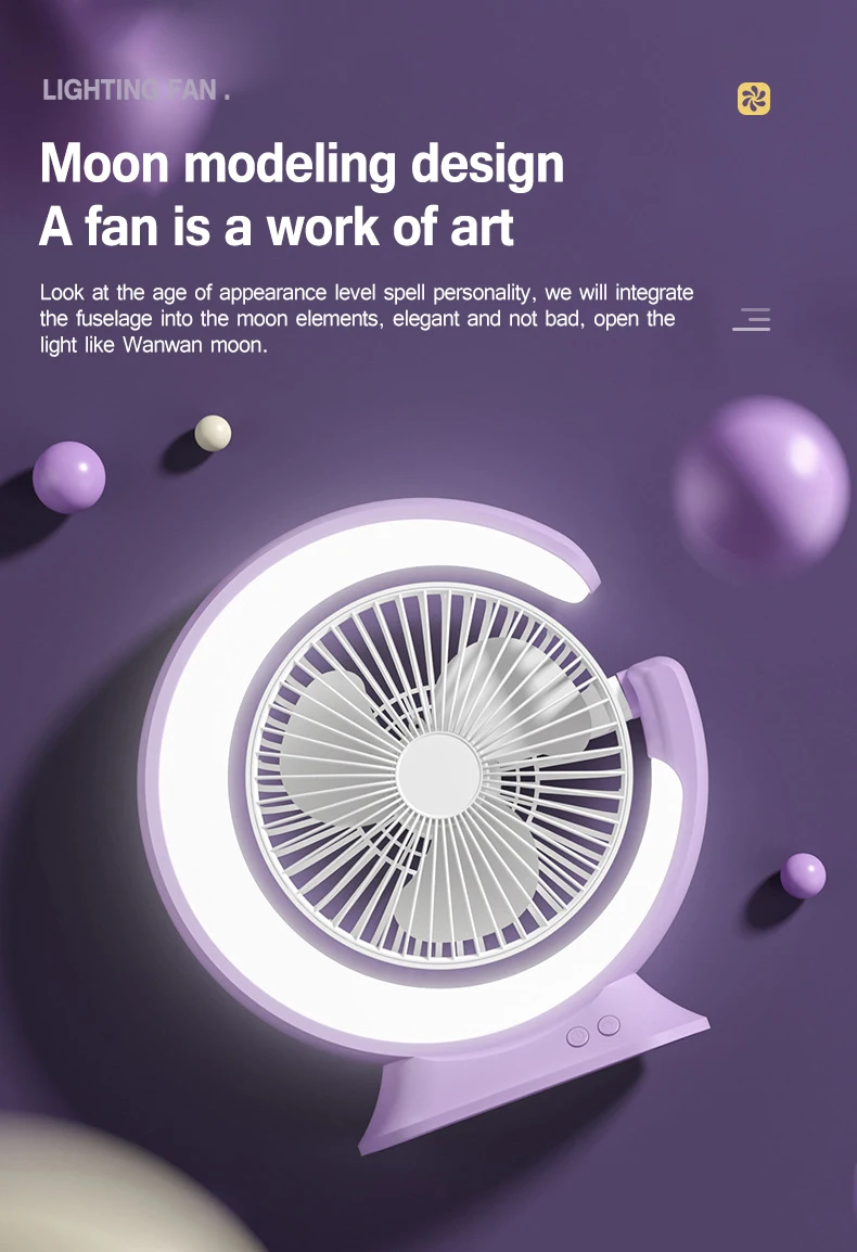 LED Table Light Fan Rechargeable Portable Circulator Electric Fan With LED Lighting Desk Lamp For Bedroom Bedside Reading Lights