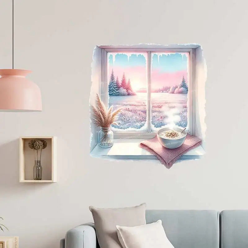Winter Simulation Window Wall Sticker Kids Room Bedroom Home Decoration Wallpaper Background Decor Self Adhesive Decals S459 wall stickers window stickers