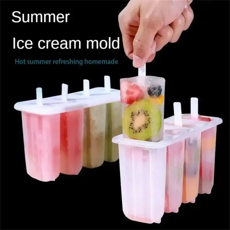 4-Link Old Popsicle Mold With Lid Home Made Homemade Mung Bean Popsicle Homemade Ice Cream Frozen Ice Cream Molds 1