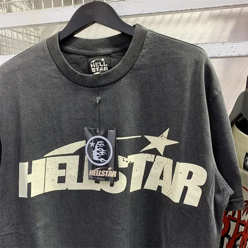 

Новые черные футболки большого размера Hellstar для мужчин и женщин, 1:1, высококачественные футболки с логотипом и надписью