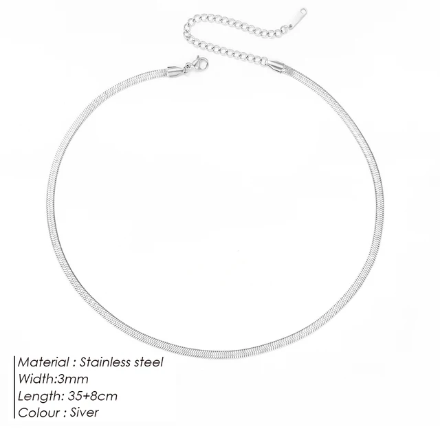 EManco unisexe serpent chaîne collier couleur argent tour de cou en acier inoxydable à chevrons chaîne collier pour femmes bijoux en gros