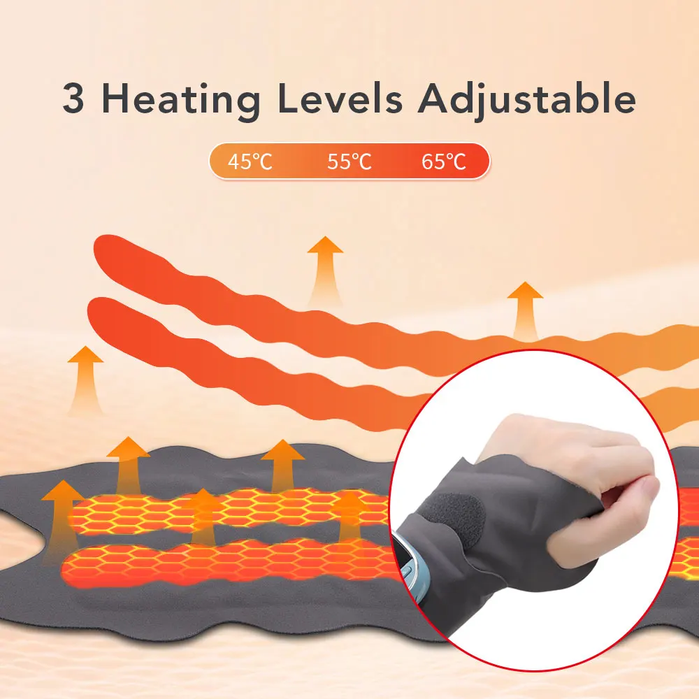 EMS Heating Wrist Massage Pad 5 Modes 9 Intensity Thermal Massager Hand Warming Belt Voice Prompts Cordless Wrist Support Brace