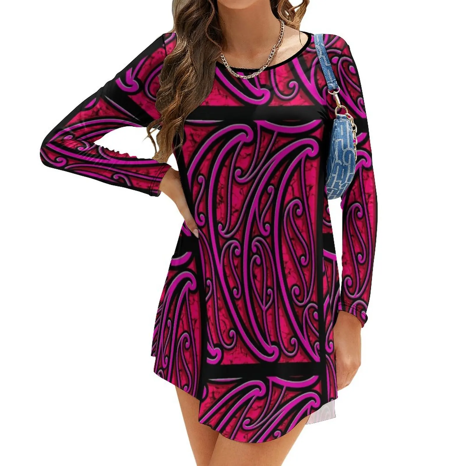 

TNT - puhoro pink Long-Sleeve Dress Woman clothes elegant women's sets Prom gown women's clothing korea stylish