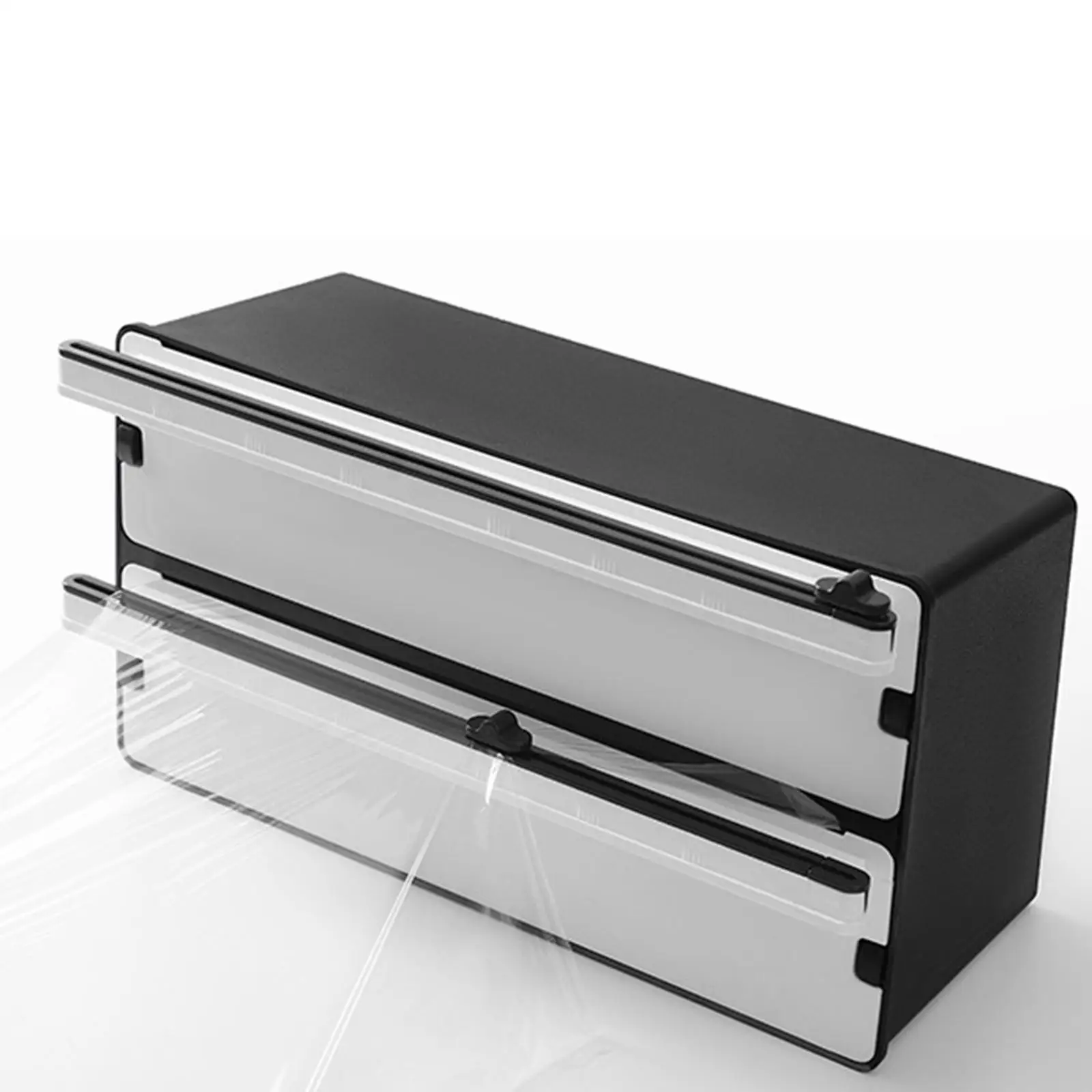 

Foil Cling Film Storage Holder Box 2 in 1 Drawer Organizer Sturdy AntiSlip Refillable Wrap Dispenser for Food Baking