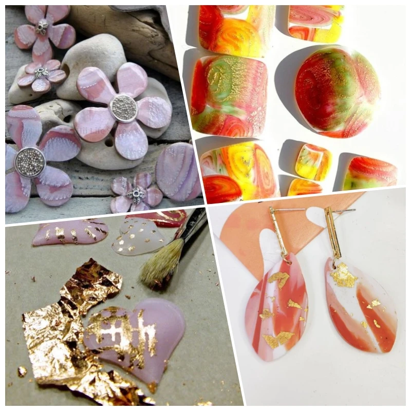 Simulated Gold Foil Paper Soft Pottery Clay Decoration DIY Earrings Jewelry Beads Making Accessories 10pcs polymer clay tools pottery sculpting tools clay sculpting tools pottery tools clay craft tool