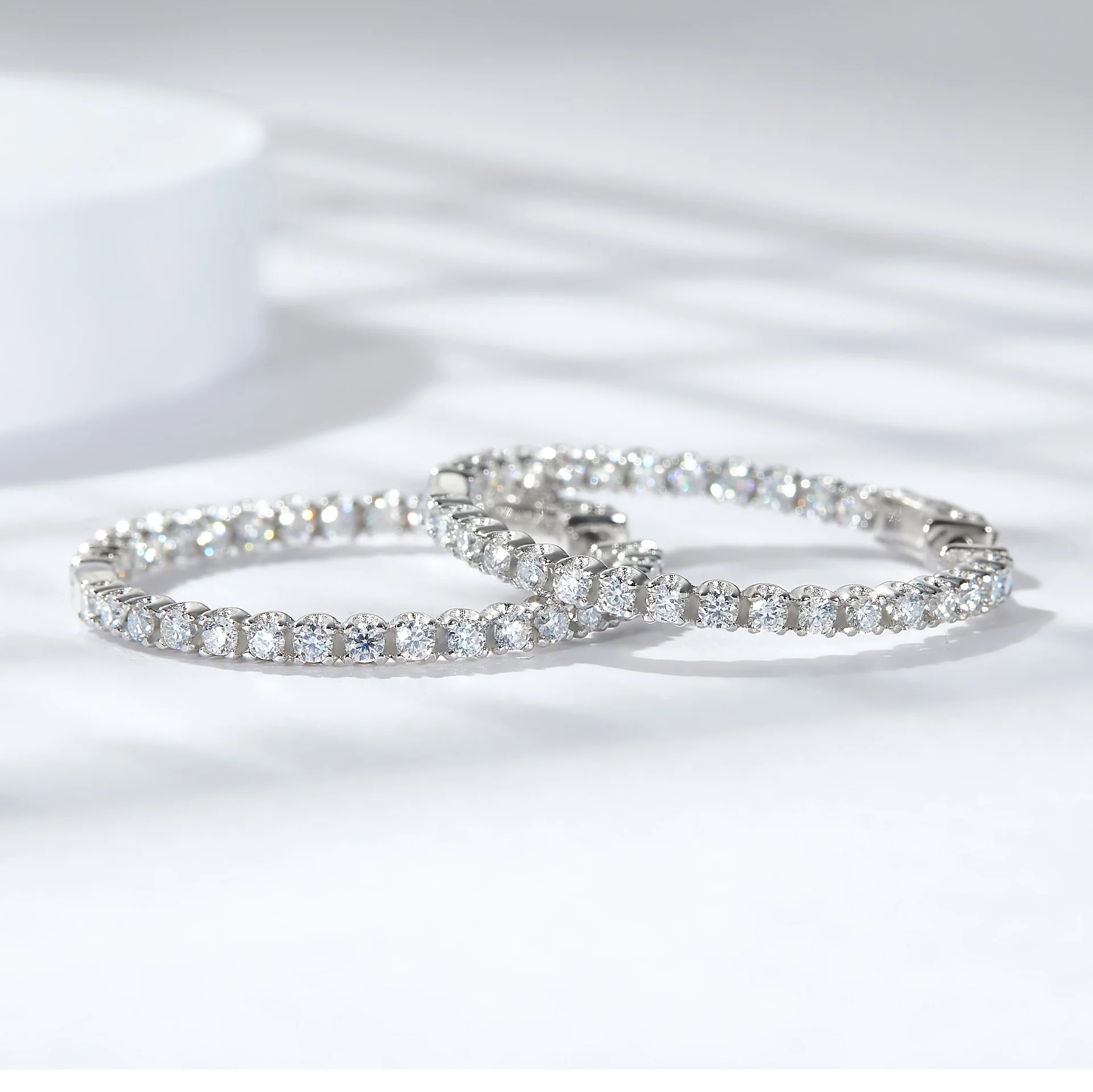 WUIHA 925 Sterling Silver Real GRA Moissanite Diamonds Wedding Engagement 30 MM Hoops Earrings Anniversary Gift Fine Jewelry 5