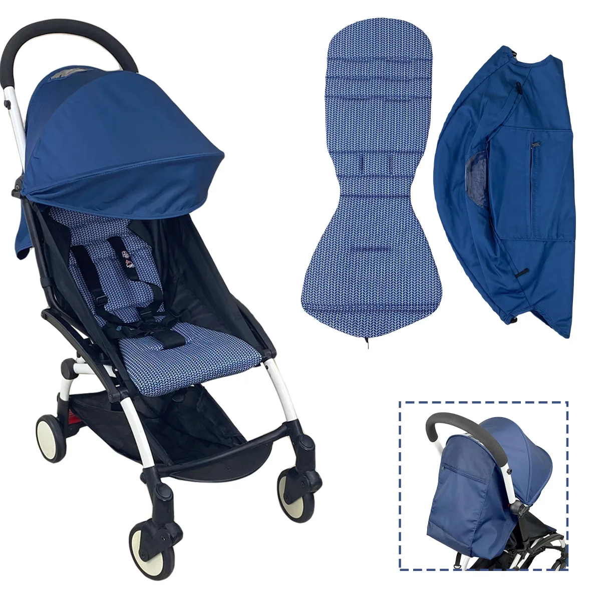 Baby Stroller Cover Seat Cushion Mattress with Back Zipper Pocket Compatible With Babyzen yoyo Stroller Accessories
