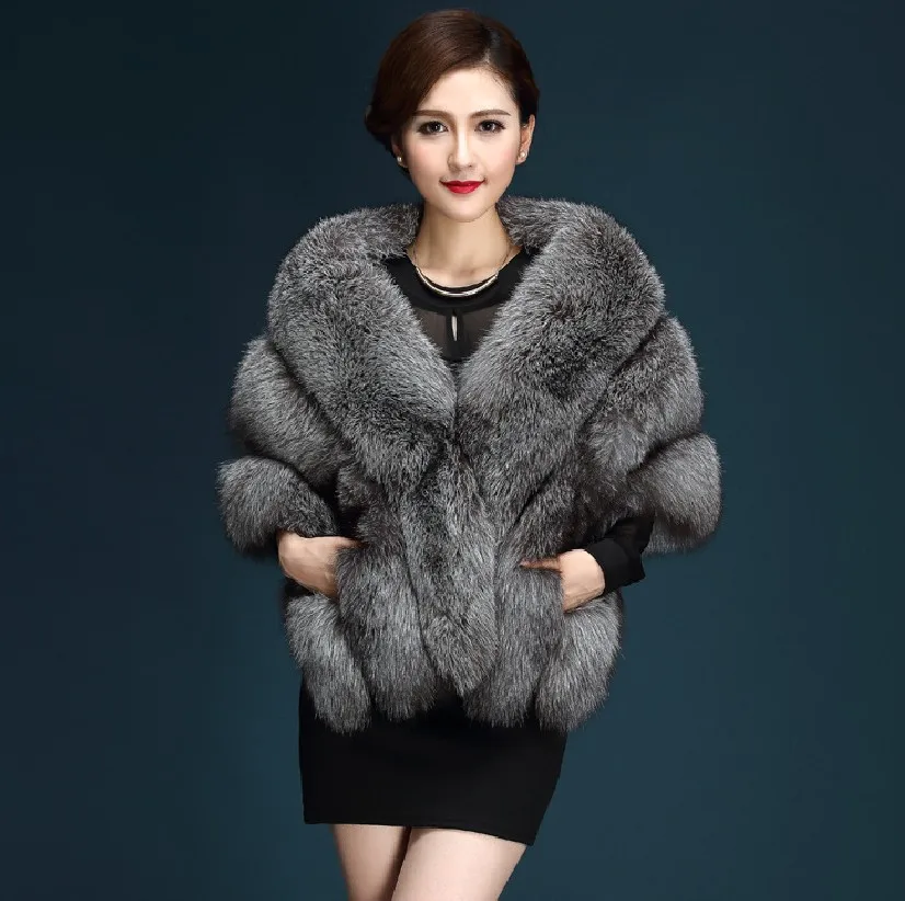 

Autumn and winter 2023 new imitation fox fur shawl vest jacket cape women's belt pocket