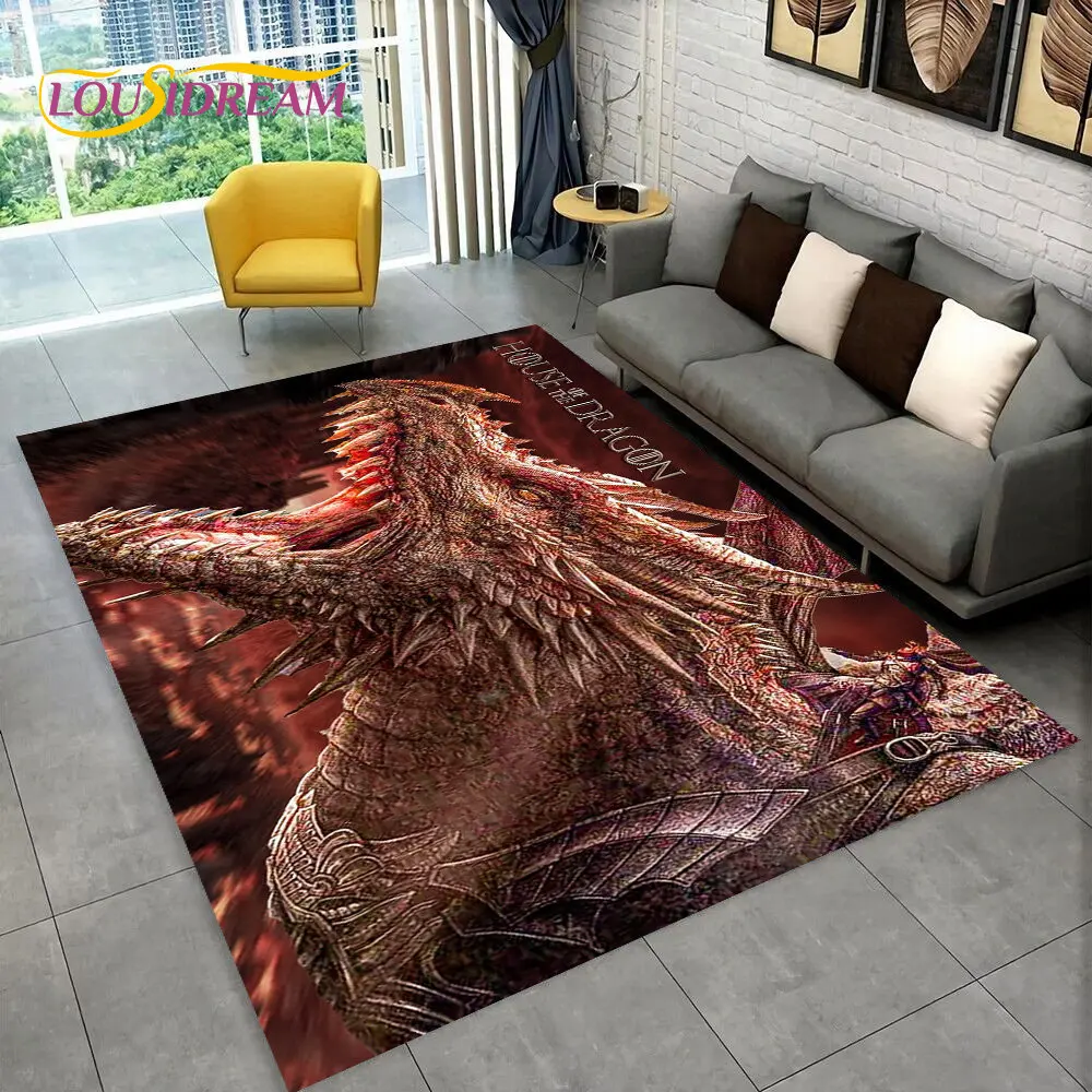 

House of The Dragon TV Movie Area Rug,Carpet Rug for Home Living Room Bedroom Sofa Doormat Decor,kids play Non-slip Floor Mat 3D