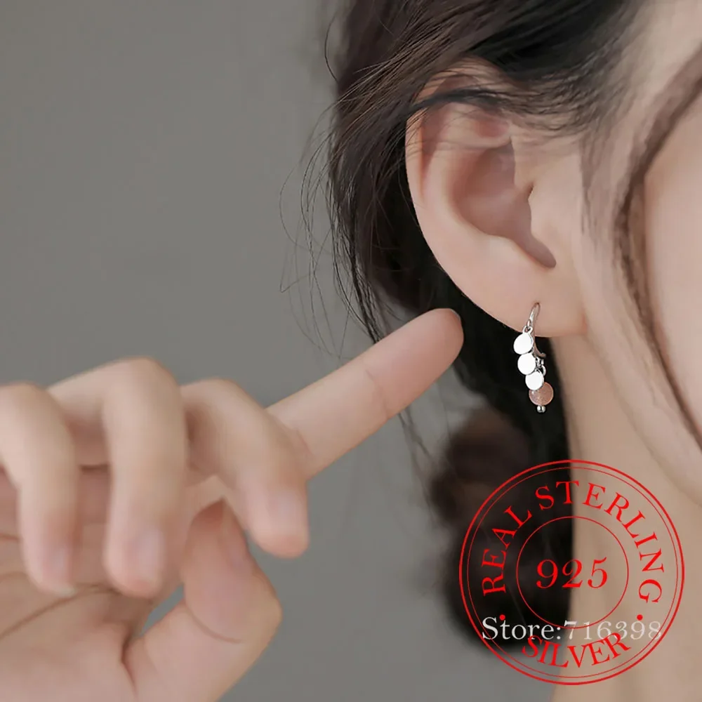 

925 Sterling Silver Pink Crystal Round Piece Stud Earrings For Women Korean Wedding Party Jewelry Gift Female Pendientes