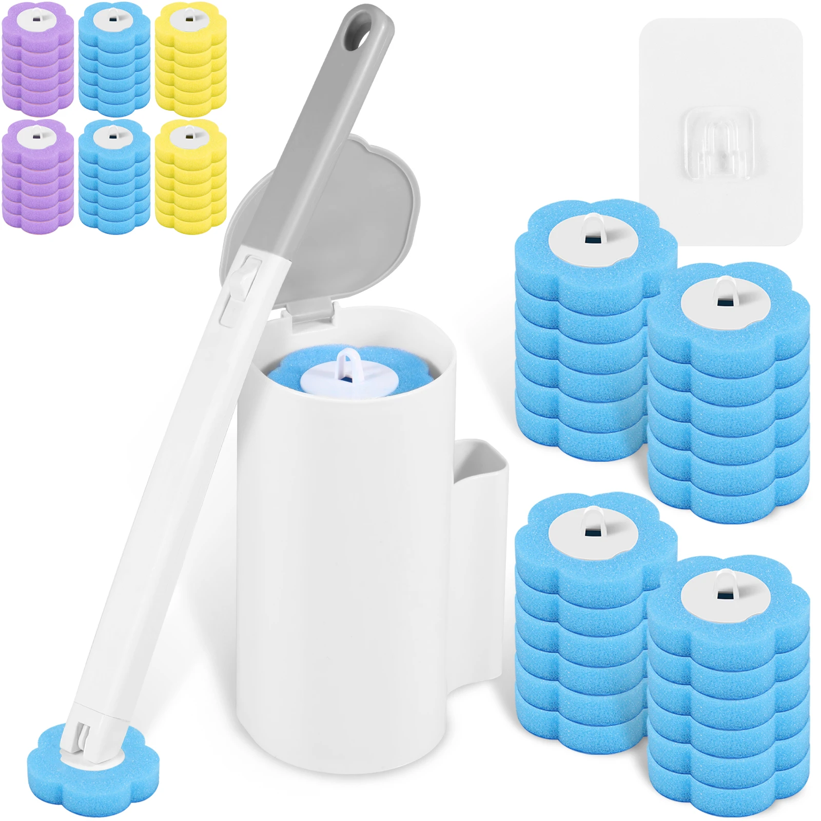 18/36Pcs Toilet Brush Disposable Replacement Head Kits Long Handle Wall-mounted Cleaning Set Home Bathroom Accessories