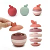 Stacking Fruit Shape Silicone Educational Toy BPA Free Cute Silicone Apple Pear Shape Design Good for Kids Brain Development Toy 2