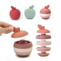 Stacking Fruit Shape Silicone Educational Toy BPA Free Cute Silicone Apple Pear Shape Design Good for Kids Brain Development Toy 2