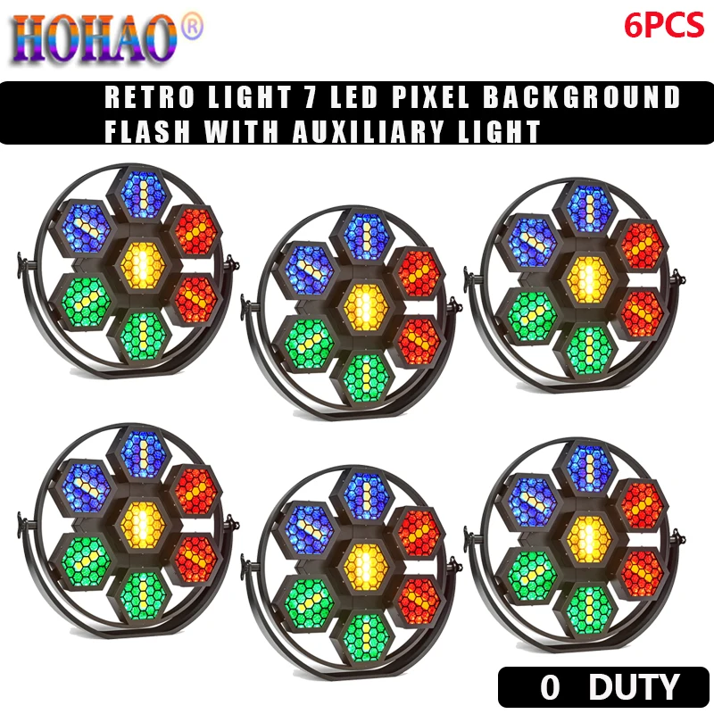

6X A Lots Retro light 7 LED pixel background flash with auxiliary light DMX voice-activated bar ambience dye light 0 Duty