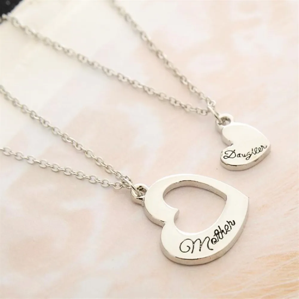 Juego de 2 de collar con corazón madre e hija, collares amor con letras grabadas, para mujeres y niñas, regalo de joyería para mamá _ - AliExpress Mobile