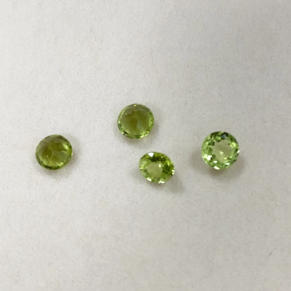 100% Natural Loose Stone 7X7mm 1.4ct Round Cut Olivine Peridot Gemstone for Earring Ring Necklace DIY Jewelry Making Accessory loose gemstones
