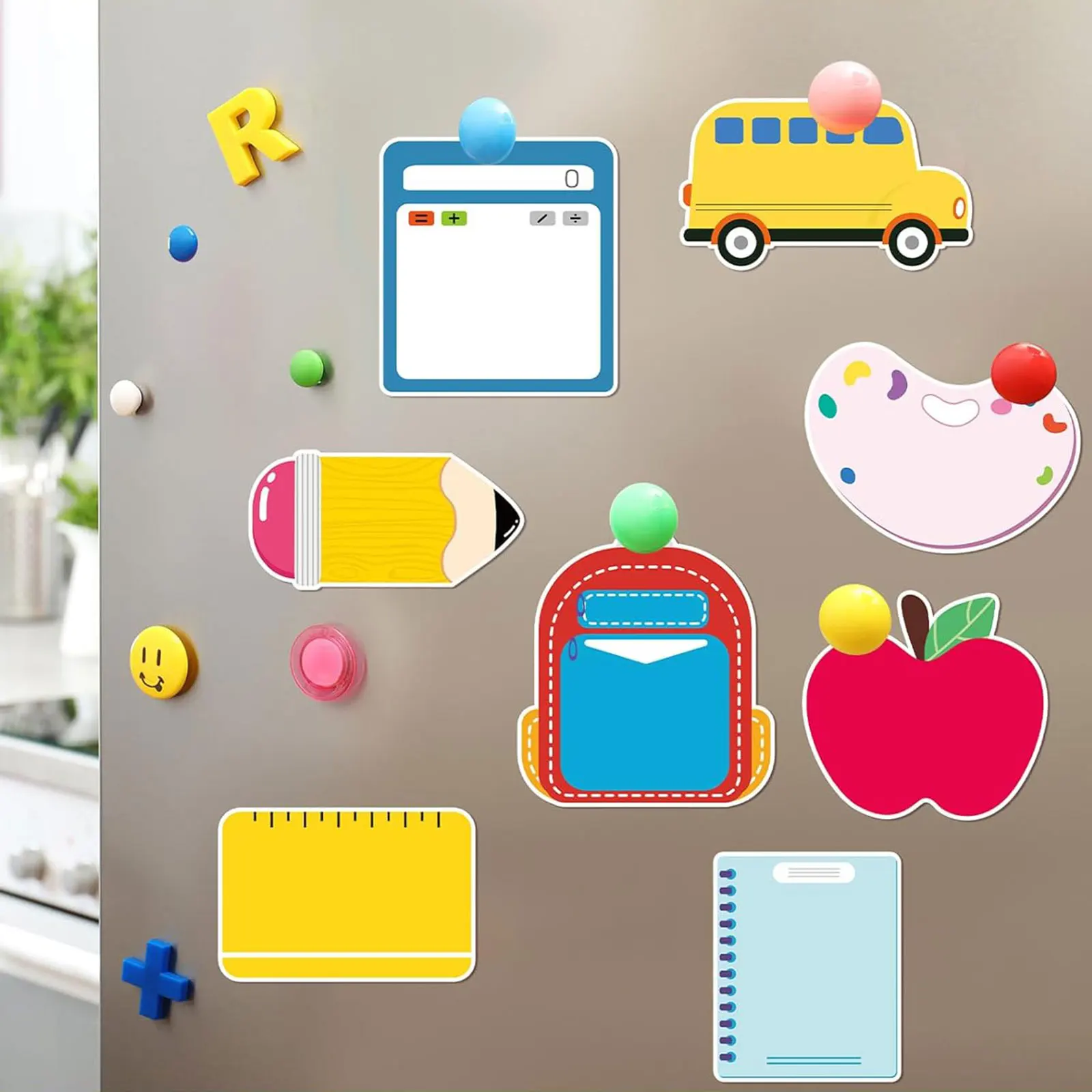 12 PCS Teacher Sticky Notes Cute Sticky Notes Back to School Sticky Notes Pencil Ruler Blackboard Apple Shaped Self Sticky Cart 6