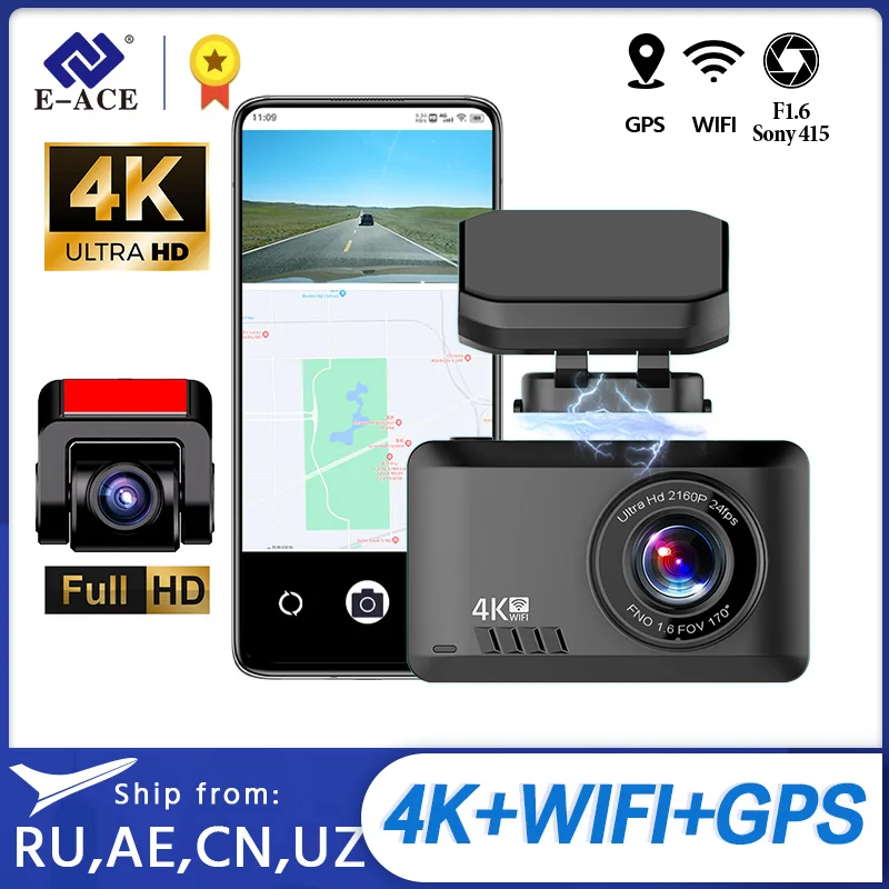 E-ACE B44P car dvr  2.45 Inch 4K Dash Cam WiFi Dashcam Sony IMX415 Night Vision Ultra HD 1080P camera for vehicle Video recorder 1