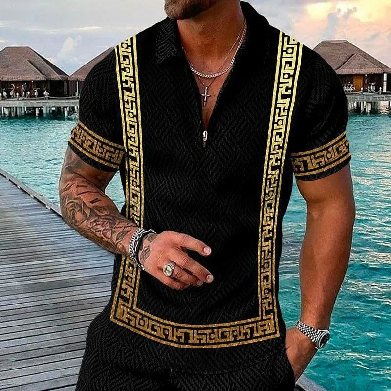 

Мужская Трикотажная футболка с коротким рукавом и круглым вырезом, в полоску