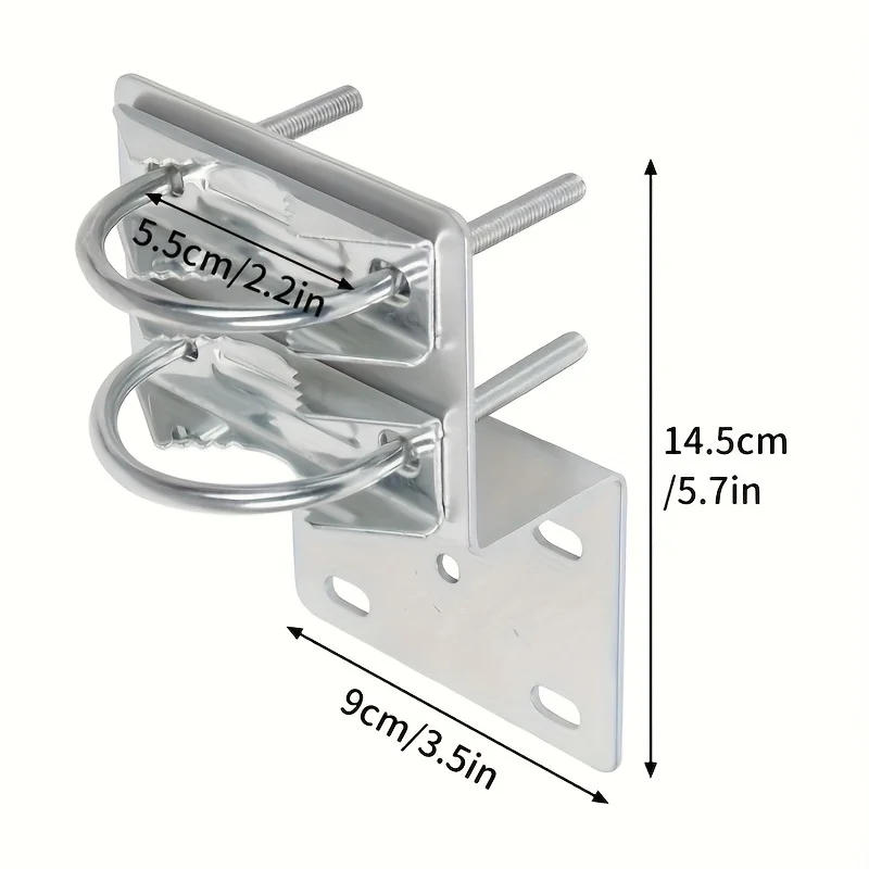 Antenna Pole Mount Bracket with Double U-Bolts Clamp V Jaw Bracket for Outside Home Antenna Pole Holder