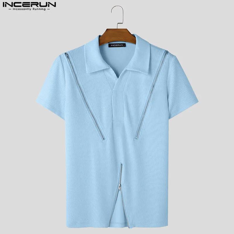 INCERUN بلايز الكورية نمط موضة الرجال تفكيك المعاد...