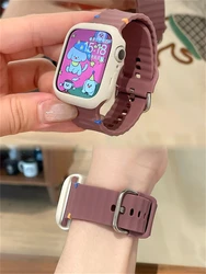 Cute Pink Wave Silicone Strap and Case Set for 44mm (Purple Starlight)