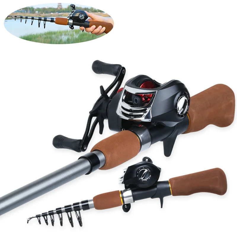 

Portable Telescopic Ice Fishing Rod Combo Telescopic Rotating Fishing Rod Portable Travel Reel Carp Fishing 1.6-2.0m Length