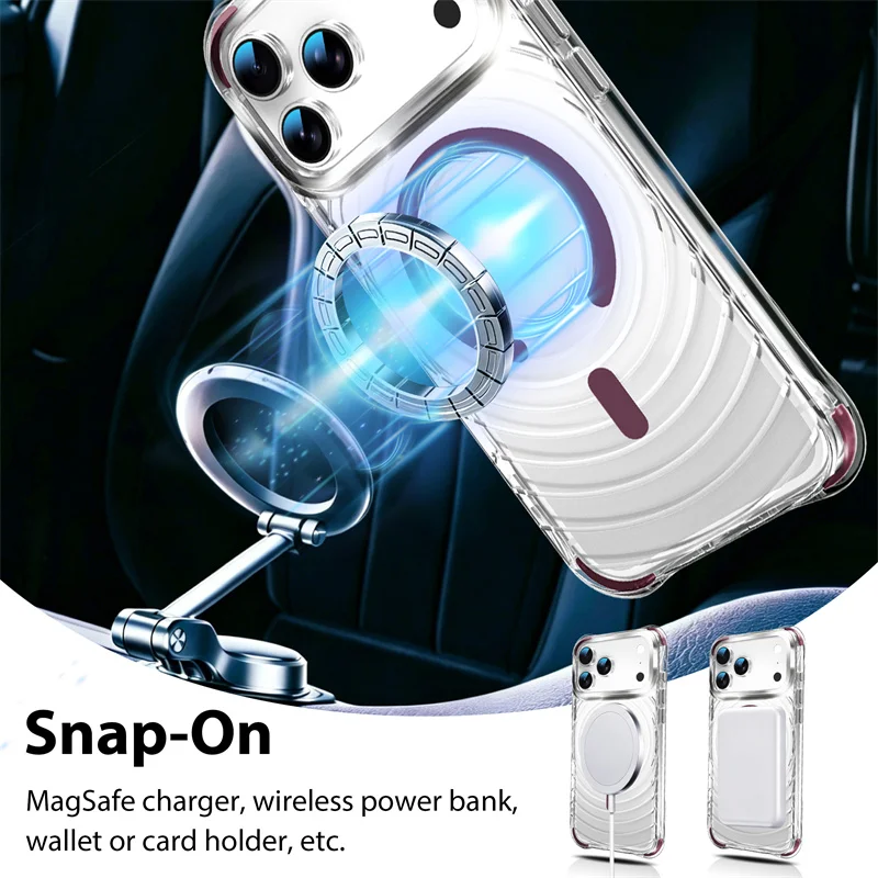 For Magsafe Magnetic Wireless Charge Cover For iPhone 18 17 Pro Max iPhone 18Pro Case Luxury Clear Transparent Shockproof Fundas