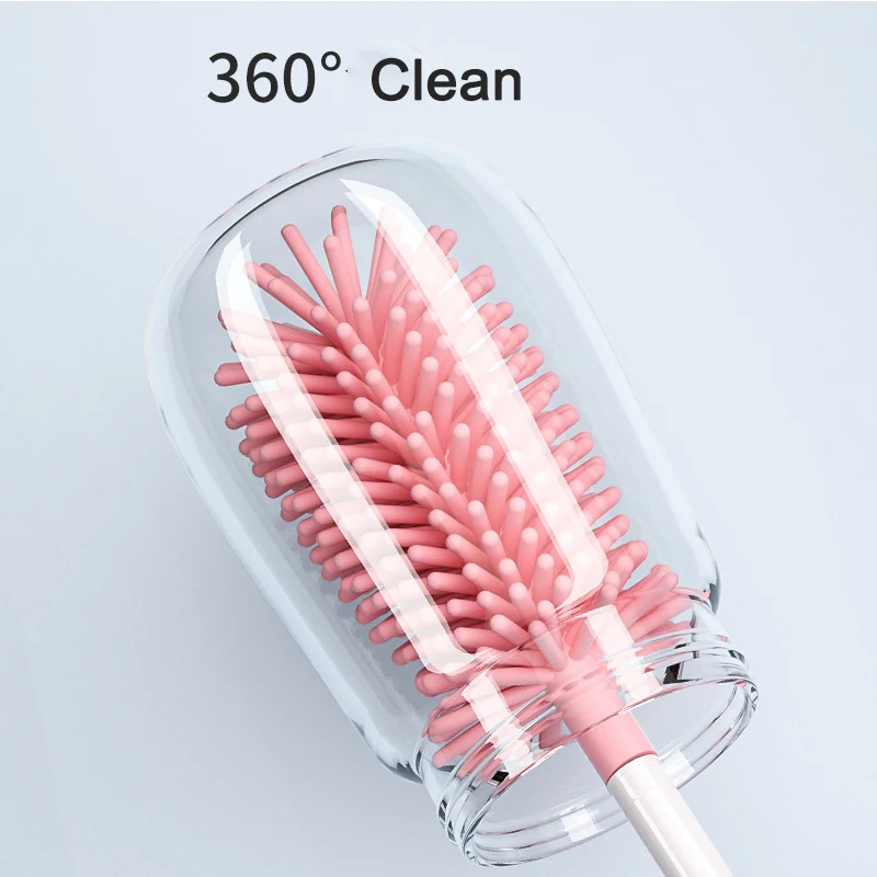실리콘 병 청소 브러시  젖꼭지 빨대 수세미, 360 도 유리컵 세척 청소 브러시, 주방 청소 도구 세트