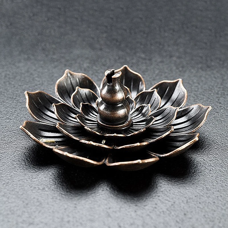 

1PCAlloy Incense Burner Stick Holder Buddhism Lotus Line Incense Plate Sandalwood Coil Base Temples Yoga Studios Home Decoration