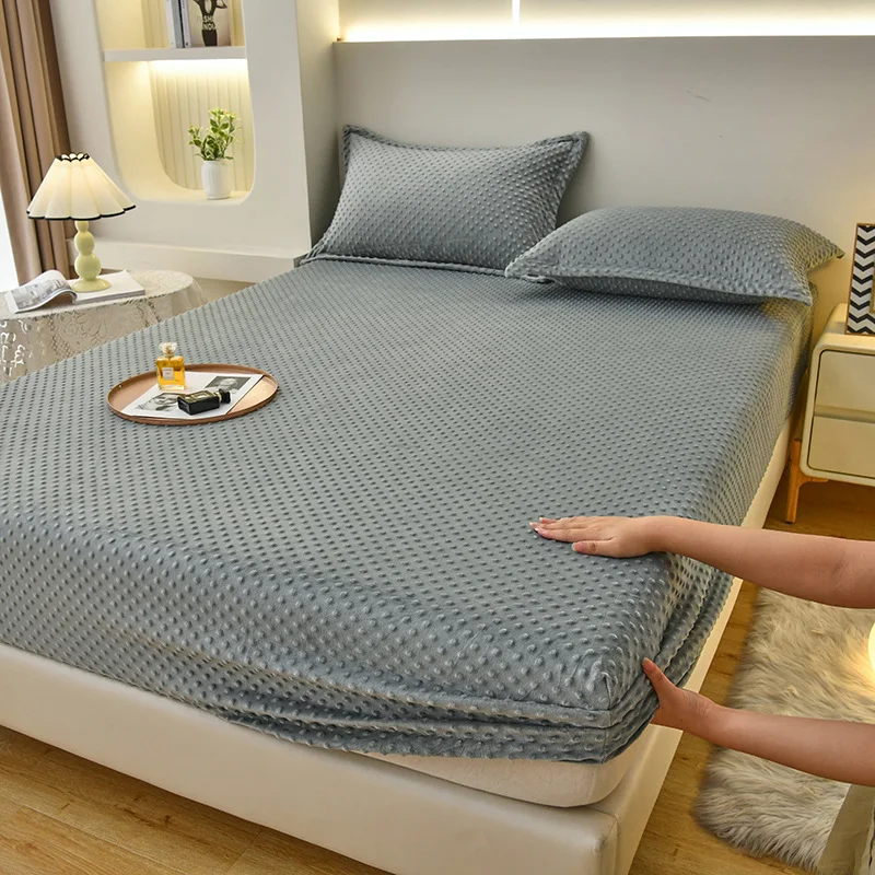 

Class A Winter Bean Flour Fitted Sheet Single Piece Bedcover Simmons Mattress Dust Protection Cover