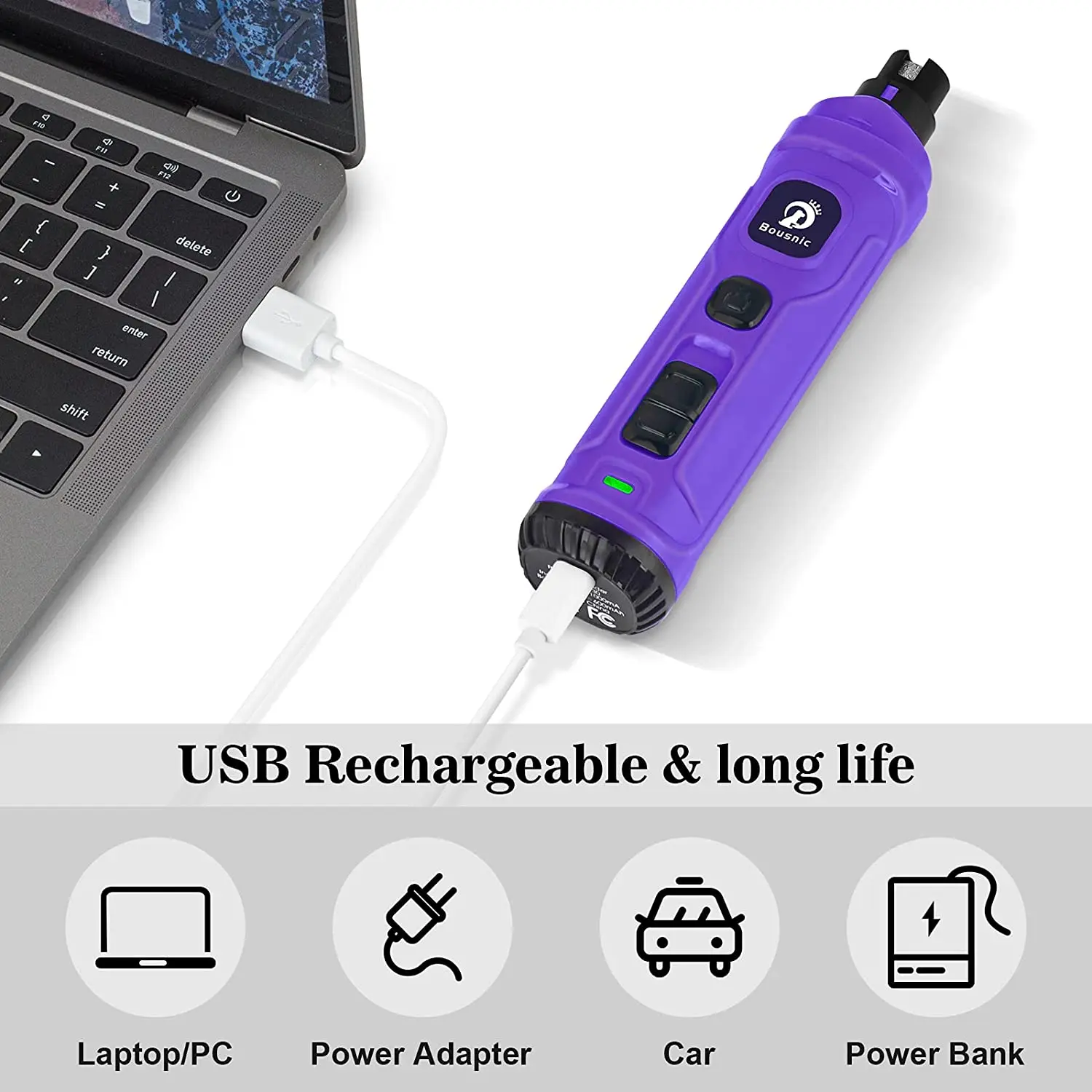 BOUSNIC Dog Nail Grinder with 2 LED Light-Super Quiet Powerful 2-Speed Nail Trimmer File for Small Medium Large Dogs & Cats pet nail grinder