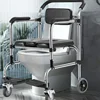 Stainless Steel Toilet Chair on Wheels - Portable Commode for Disabled, Durable Bath Seat, Easy-to-Clean Household Use 5