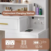 Makeup Vanity with Lights, Vanity Desk with Charging Station, White Vanity Table with 10 Light Bulbs Mirror & 3 Lighting Modes 2