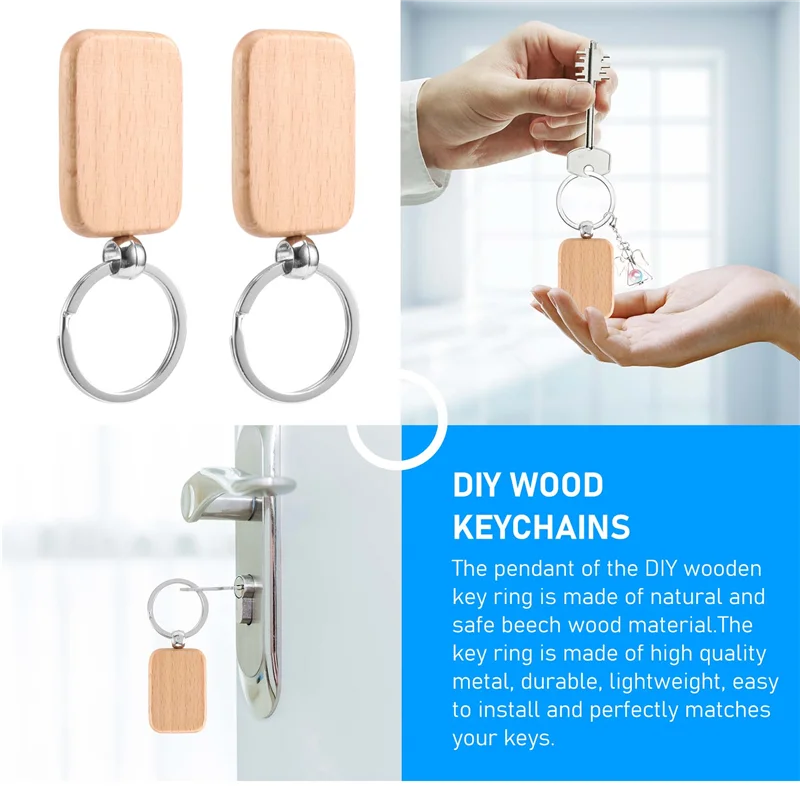 업그레이드된 20개 빈 나무 열쇠고리 DIY 나무 열쇠고리 키 태그 분실 방지 나무 액세서리 선물