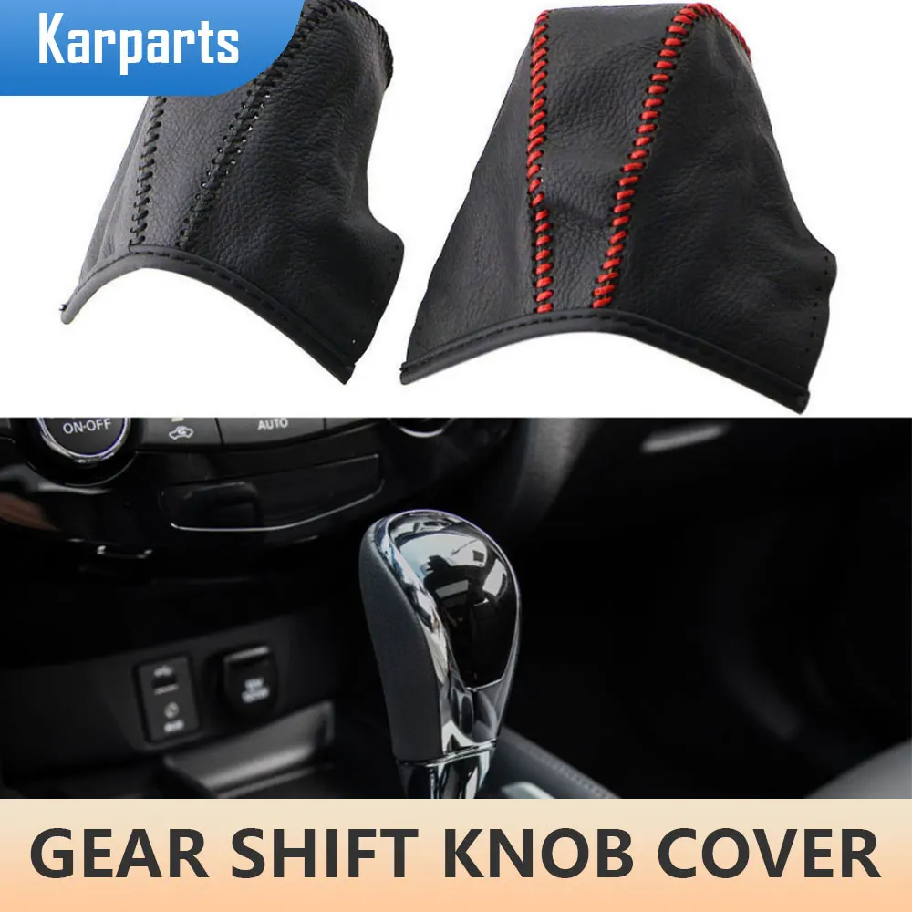 

Leather Car Gear Head Shift Knob Cover Protective Collars for Nissan X-trail Xtrail T32 2014 - 2020 AT Interior Accessories