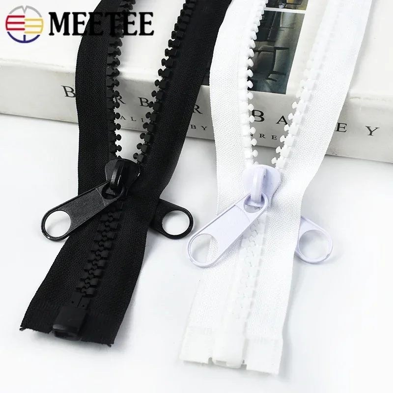 1/2P Meetee 10# Resin Zippers for Sewing Coat Tent Long Zips Zipper Double Slider Open-End Zip Repair Jacket Bag Accessories