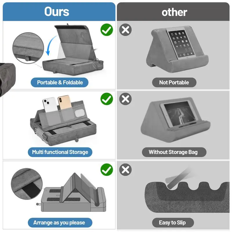 Soft Tablet Stand Pillow Pillow Soft Pad For Lap Foldable Lightweight Lazy Holder Stand With 3 Viewing Angles For Bed Sofa Knee