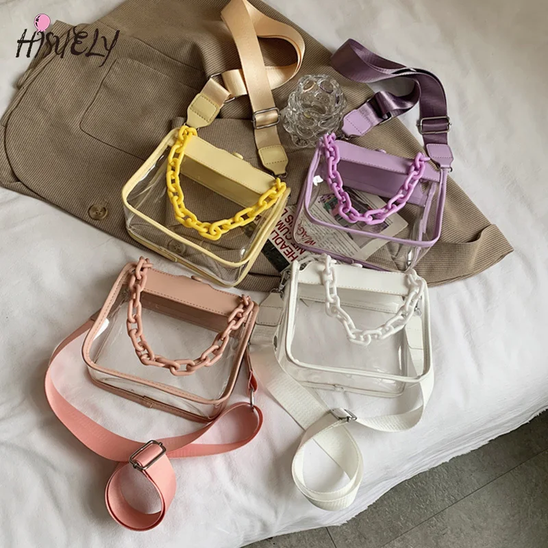 Rhinestone Ladies Handbags Transparent Makaron Chain Small Purses Fashion  Personality PVC Clear Jelly Bags Ladies Shoulder Bags - AliExpress