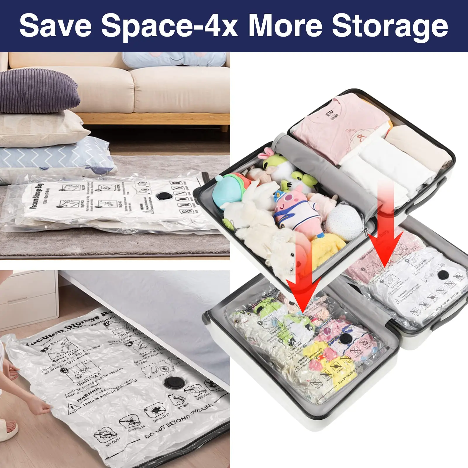 Vacuum Storage Bags Seal Bag for Comforters, Clothes, Bedding Organiser Blanket, Pillow, Duvet, Travel, Home Organizer 5