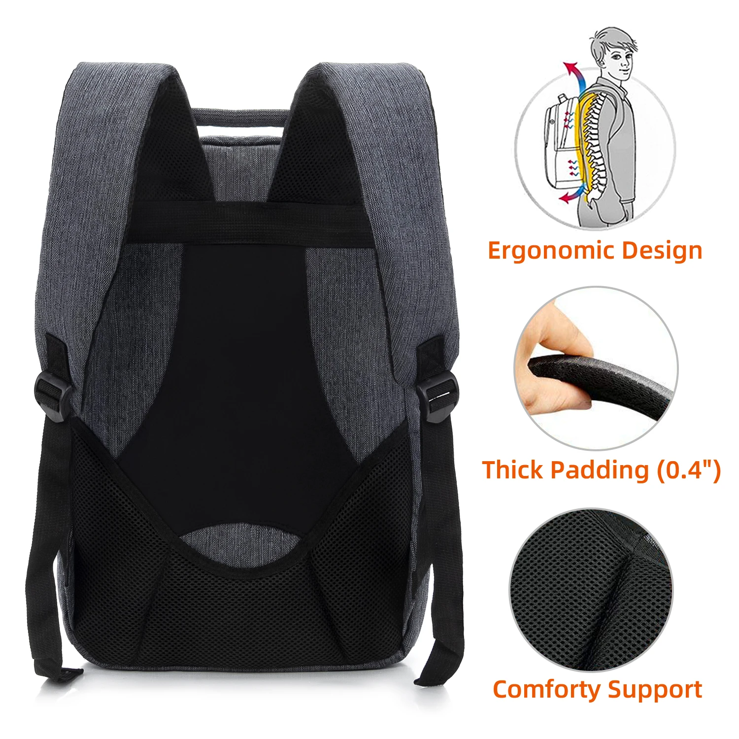 KINGSLONG Fashion Men Waterproof Backpack Large Capacity 16.9 inch Simple Travel Female Student Business Computer Bags